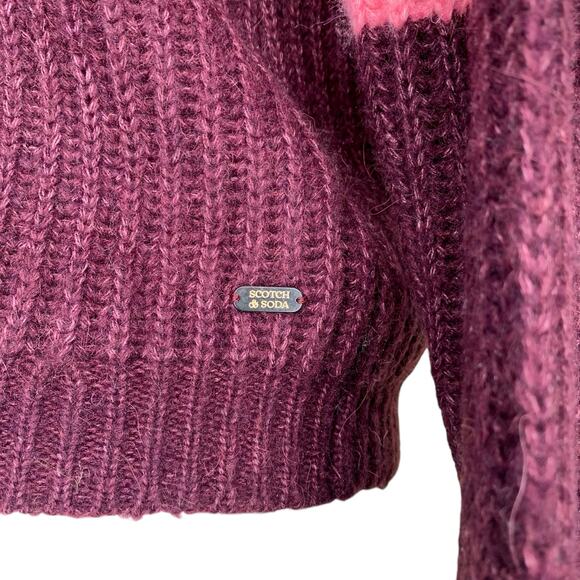 Scotch & Soda Pink Purple Colorblock Chunky Knit Wool Alpaca Sweater - Picture 6 of 10